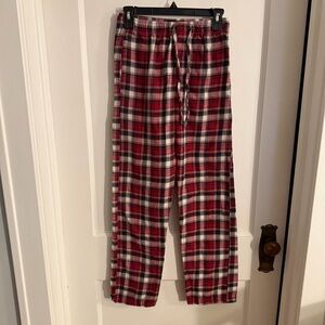 Hanes Red Black and White Plaid Flannel Pants